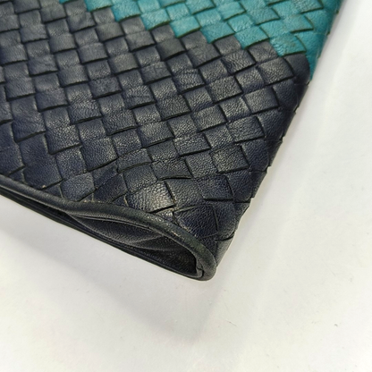 BOTTEGA VENETA Contrast Color Leather Woven Clutch Ruthenium color hardware-(SKU)-958209922