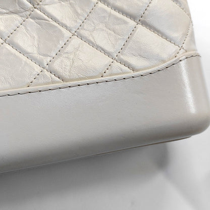 CHANEL GABRIELLE Small White Vintage Calfskin Quilted Chain Bag Crossbody Bag, Single Shoulder Bag, Gold and Silver Rhodium-Plated Hardware, 26 Clasp, Detachable Shoulder Strap-(SKU)-968499103