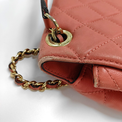 MICHAEL KORS Sloan Orange-pink cowhide quilted crossbody bag/shoulder bag/handbag Golden hardware-(SKU)-932342596