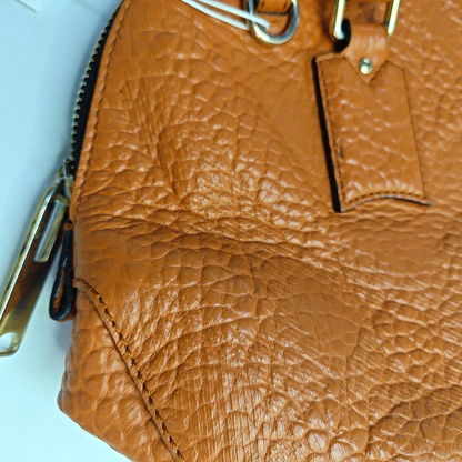 BURBERRY Clifton Brown Cowhide Embossed Single Shoulder Bag Tote Bag Crossbody Bag Golden hardware Removable shoulder strap-(SKU)-957717847