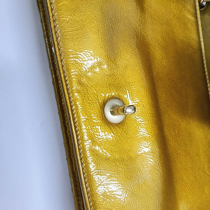 CHANEL MADISON Yellow Patent Leather Quilted Shoulder Bag, Gold Hardware, 11 Compartments-(SKU)-965813701