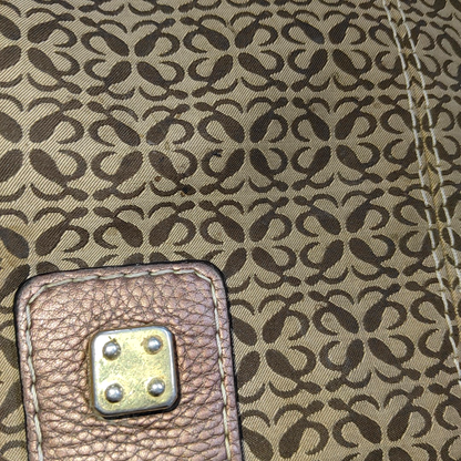 LOEWE Khaki Canvas Monogram Jacquard Single Shoulder Bag Golden hardware-(SKU)-14484696