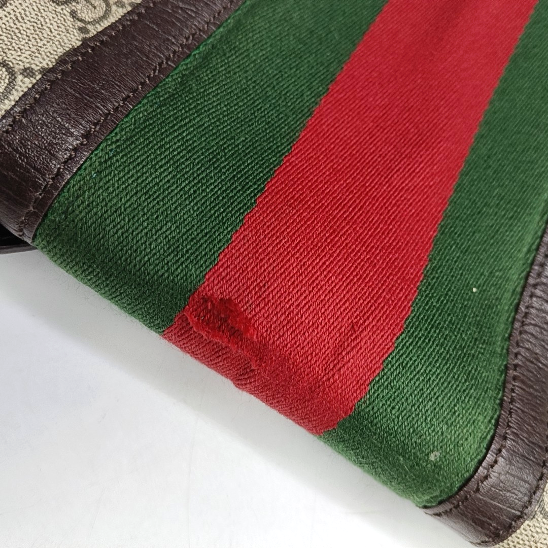 GUCCI GG Supreme Ebony Canvas Monogram Stripe Shoulder Bag Tote Crossbody Silver Hardware-(SKU)-953758546