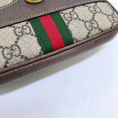 GUCCI Ophidia  Beige Coated Canvas Monogrammed Floral Print Handbag腰包/胸包 Golden hardware-(SKU)-951036127
