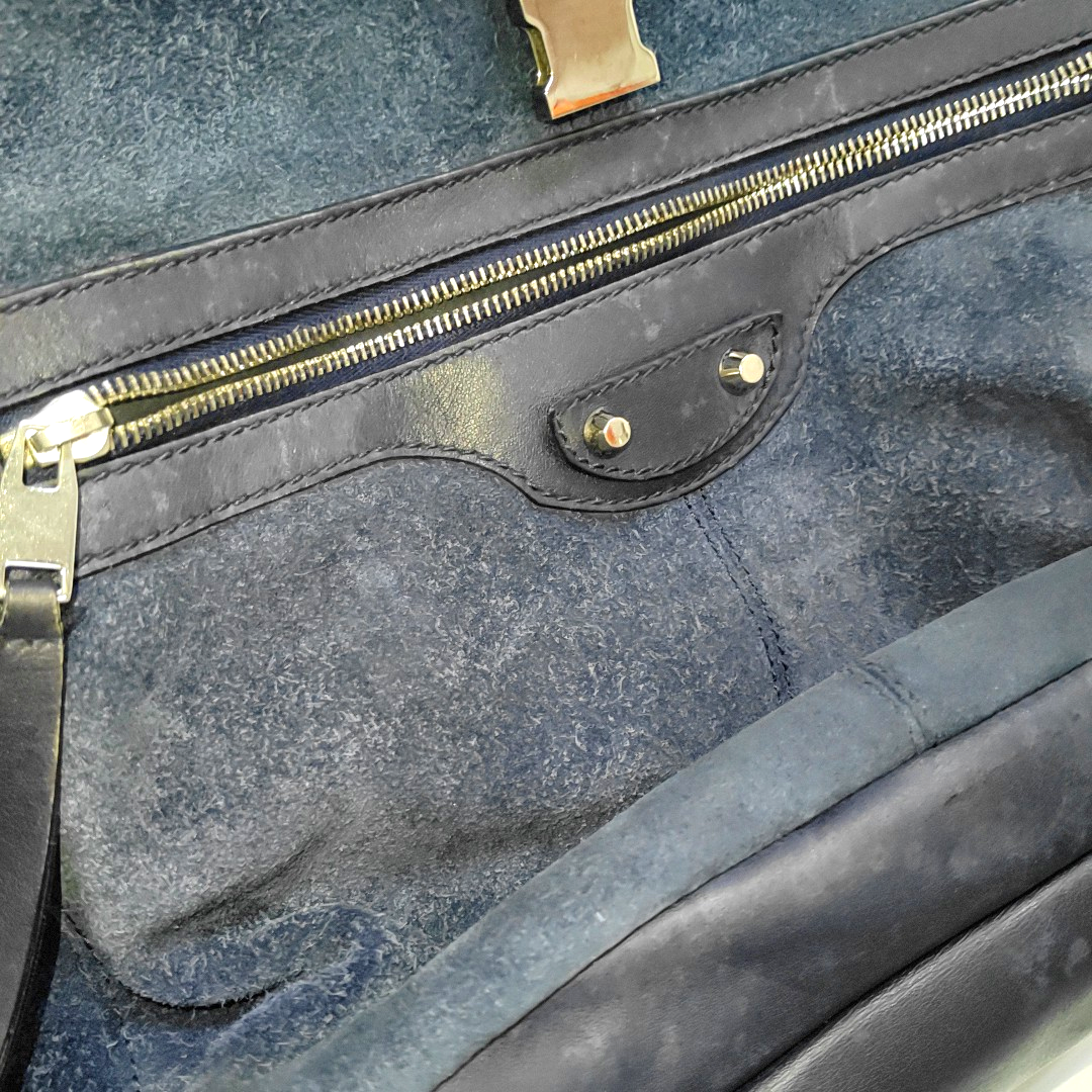 BALENCIAGA Classic City Blue Suede Leather Studs Backpack Silver Hardware-(SKU)-956769787