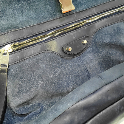 BALENCIAGA Classic City Blue Suede Leather Studs Backpack Silver Hardware-(SKU)-956769787