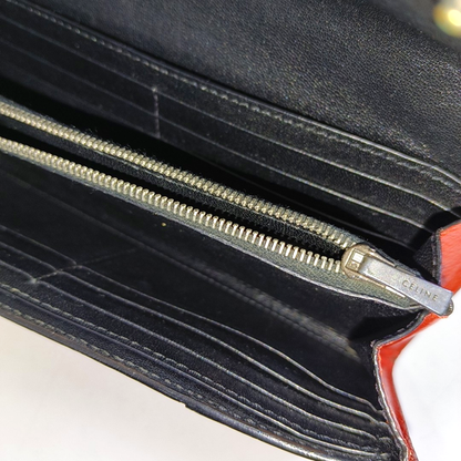 CELINE Red Leather Wallet Silver Hardware-(SKU)-959079307