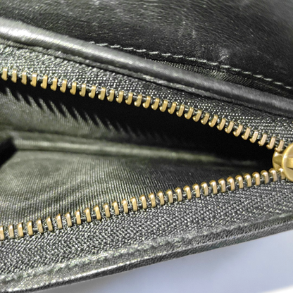 GUCCI GG Marmont Black Calf Leather Quilted  wavy pattern Wallet Golden hardware-(SKU)-952595982