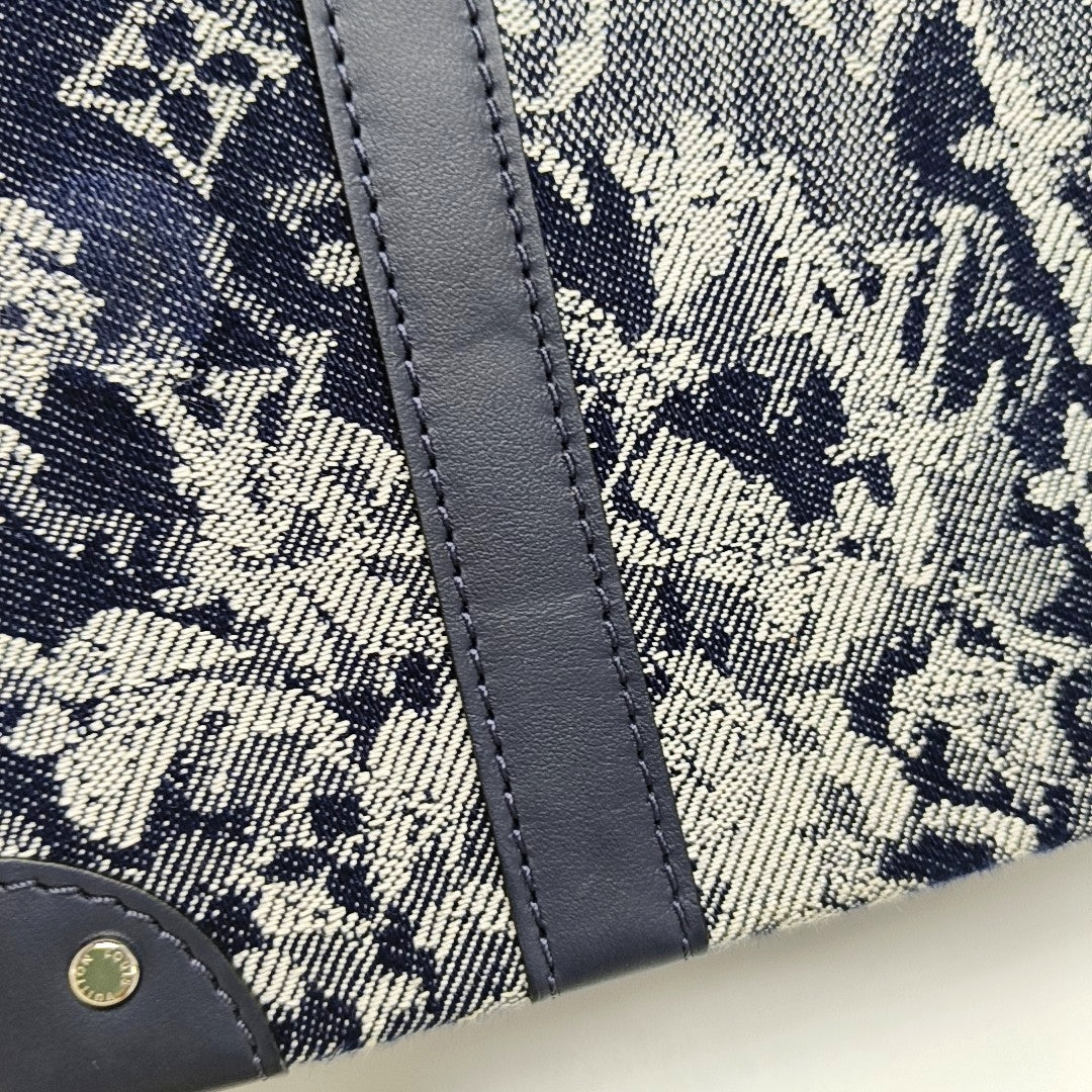 LOUIS VUITTON TRUNK Small Light Blue Canvas Monogram Messenger Bag Single Shoulder Bag Tote Bag Crossbody Bag Silver Hardware-(SKU)-971002419