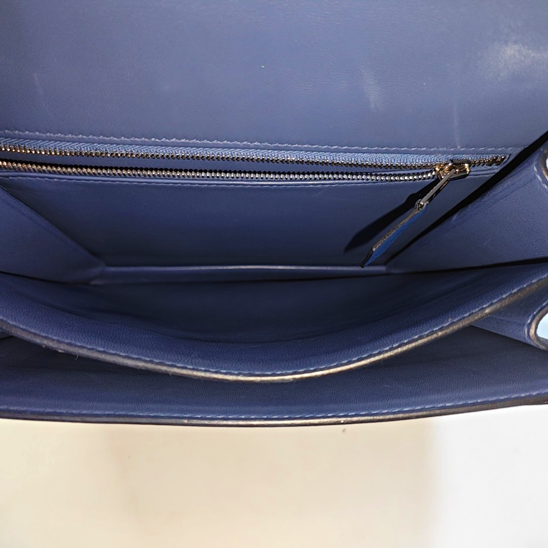 HERMÈS 2002 royal blue Evercolor leather crossbody bag shoulder bag silver hardware A-(SKU)-951512753