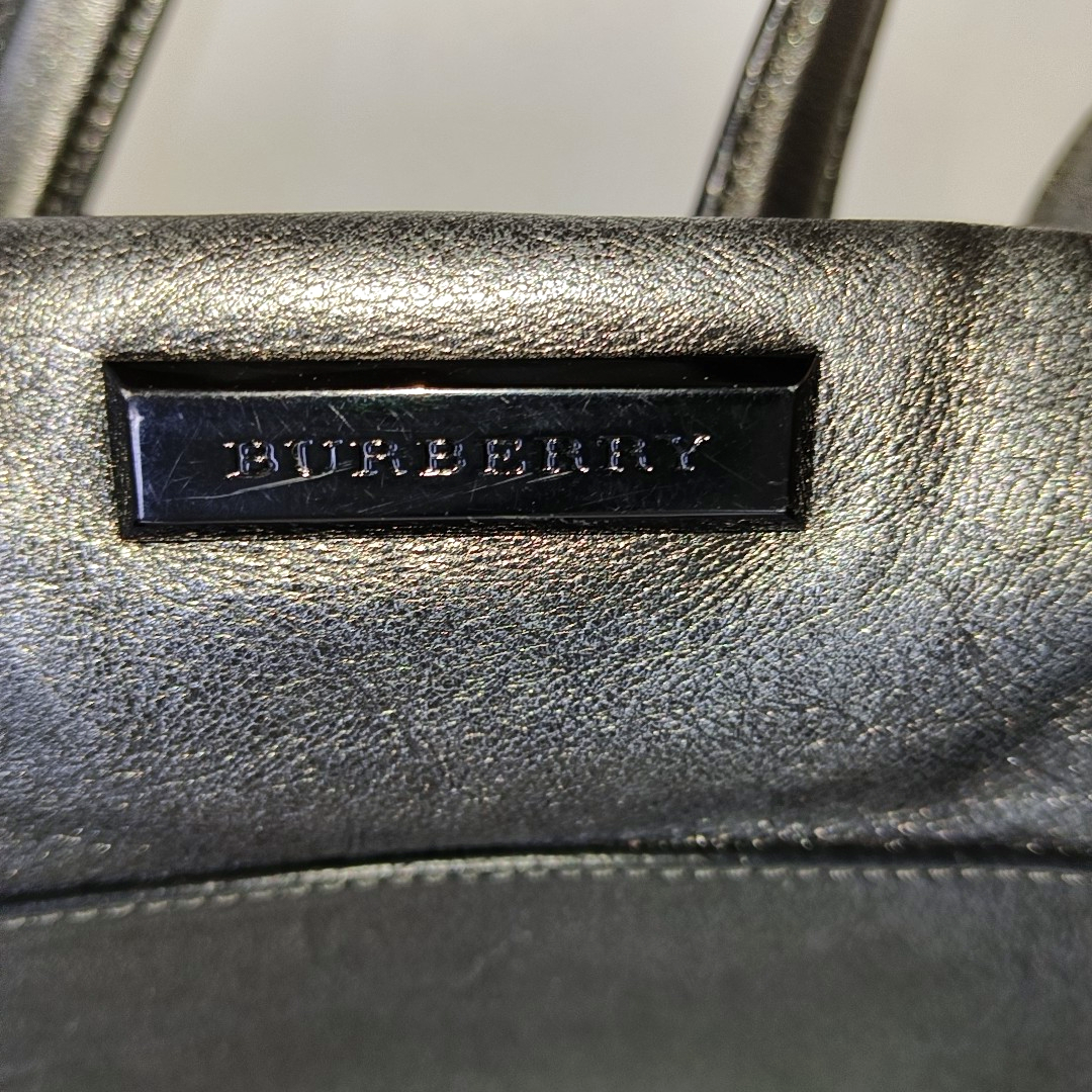 BURBERRY Silver Cowhide Single Shoulder Bag Crossbody Tote Bag Black hardware Removable shoulder strap-(SKU)-938135515