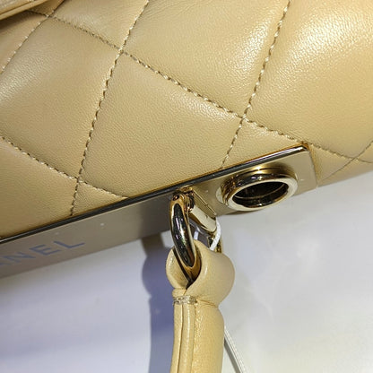 CHANEL TRENDY CC Khaki Lambskin Diamond Quilted Single Shoulder Bag Tote with Gold Hardware 26 Compartments Removable Shoulder Strap-(SKU)-966026838