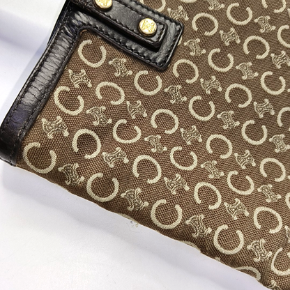 CELINE Brown Canvas Triumph Single Shoulder Bag Tote Bag Golden hardware-(SKU)-945086519