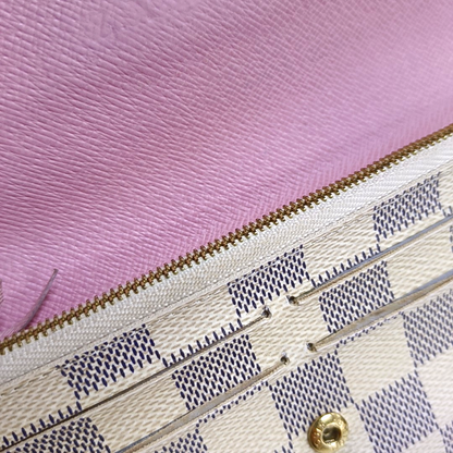 LOUIS VUITTON EMILIE White Coated Canvas Checkered Wallet Golden hardware-(SKU)-954698850