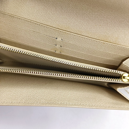 LOUIS VUITTON PORTE MONNAIE White Coated Canvas Checkered Wallet Golden hardware-(SKU)-952912315