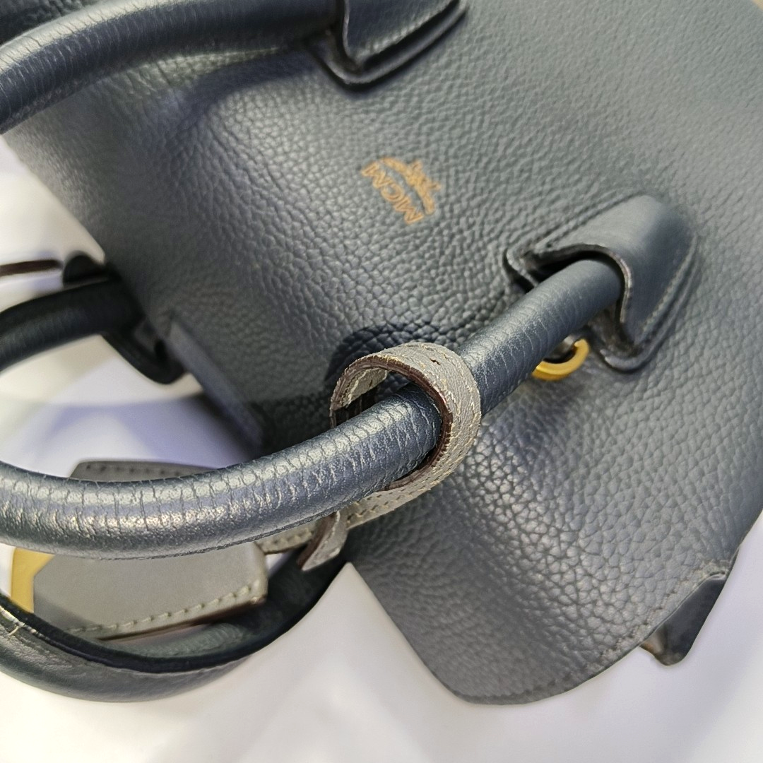 MCM Milla mini Gray Leather Crossbody Shoulder Bag Tote Golden hardware Removable shoulder strap-(SKU)-942273074