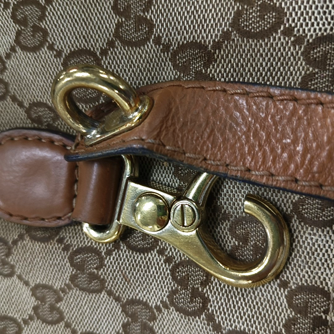 GUCCI Trunk Brown Canvas Old Flower Single Shoulder Bag Tote Bag Golden hardware-(SKU)-13447280