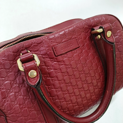 GUCCI Ligne Shima Red Calfskin Monogram Embossed Handbag Single Shoulder Bag Crossbody Bag Golden Silver Hardware-(SKU)-949440048