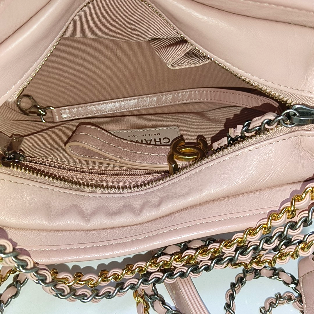 CHANEL GABRIELLE Small Pink Leather Quilted Crossbody Shoulder Bag Golden Silver Rhodium Hardware 27 Clasp Removable Strap-(SKU)-947434028