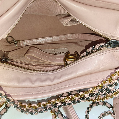 CHANEL GABRIELLE Small Pink Leather Quilted Crossbody Shoulder Bag Golden Silver Rhodium Hardware 27 Clasp Removable Strap-(SKU)-947434028