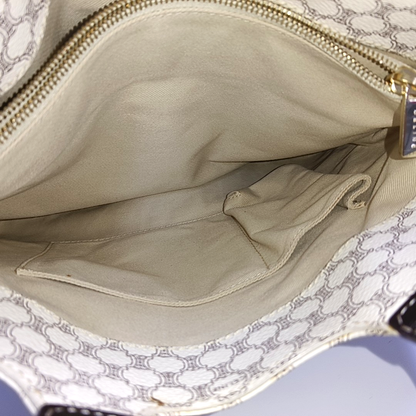 CELINE Tote bag White Coated Canvas Triumph Handbag Golden hardware-(SKU)-955765030