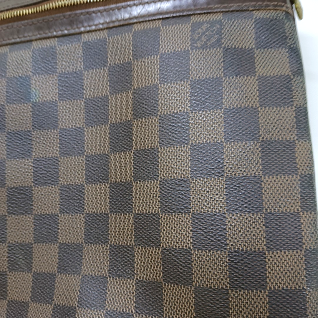 LOUIS VUITTON Brown Coated Canvas Checkered Single Shoulder Bag Crossbody Golden hardware-(SKU)-928779236