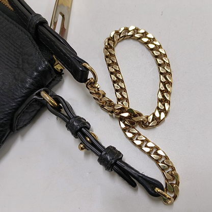 BURBERRY Mildenhall Black Leather Crossbody Bag Single Shoulder Bag Golden hardware-(SKU)-958494726