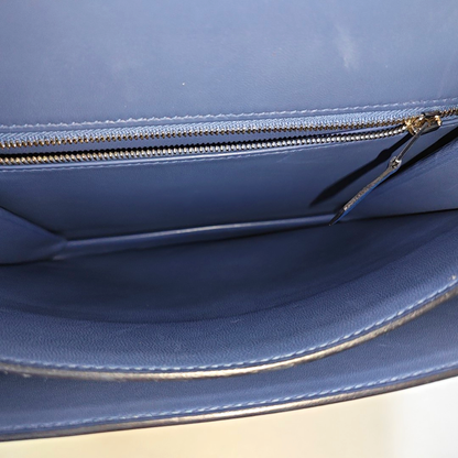 HERMÈS 2002 royal blue Evercolor leather crossbody bag shoulder bag silver hardware A-(SKU)-951512753
