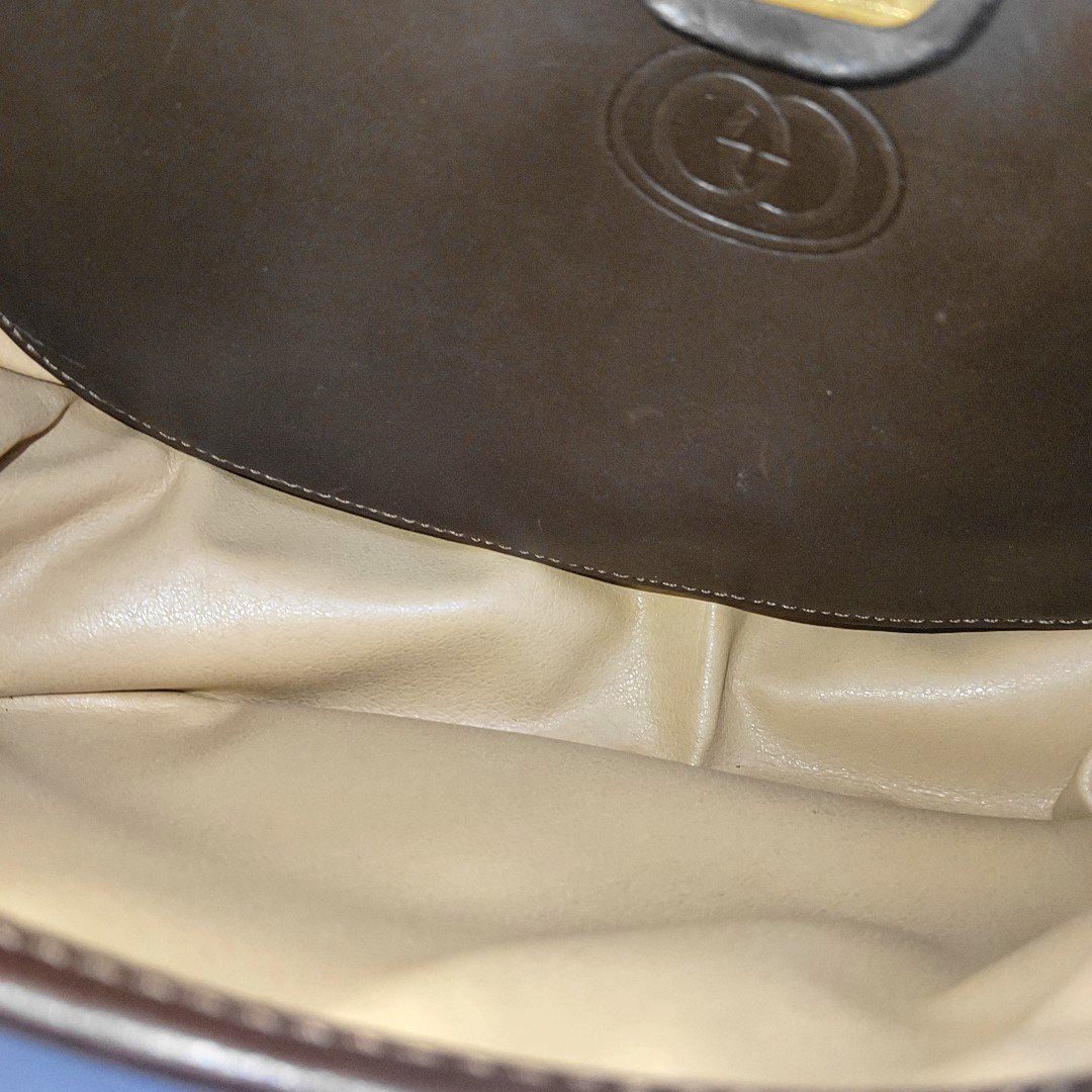 GUCCI Brown Cowhide Single Shoulder Bag Golden hardware Removable shoulder strap-(SKU)-13634891