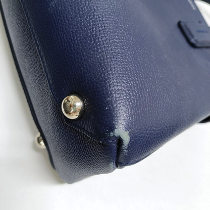 BURBERRY The Banner Small size Navy Blue Cowhide Shoulder Bag Tote Crossbody Silver Hardware-(SKU)-950330080