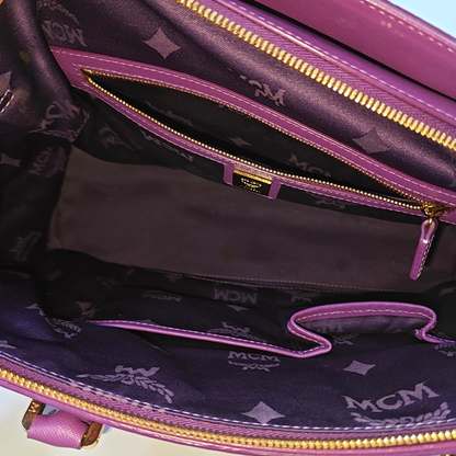 MCM NUOVO Purple Leather Crossbody Handbag Single Shoulder Bag Golden hardware Removable shoulder strap-(SKU)-951703920