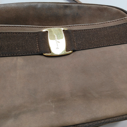 FERRAGAMO Vara Brown Leather Crossbody Single Shoulder Bag Golden hardware-(SKU)-944711429