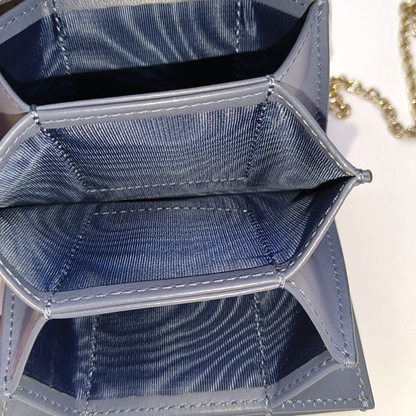 DIOR Lady Dior Blue patent leather cannage-quilted Lady Dior bag crossbody bag Golden hardware Removable shoulder strap-(SKU)-957695100