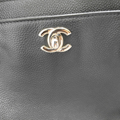 CHANEL CERF Black Calfskin Quilted Shoulder Bag Tote Bag Crossbody Bag Silver Hardware 17 Clasp Removable Strap-(SKU)-954658799