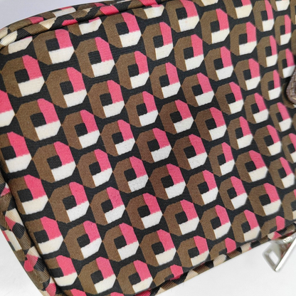 PRADA Cell Phone Bag Brown Nylon Monogrammed Printed Single Shoulder Bag Crossbody Silver Hardware Removable shoulder strap-(SKU)-957241212