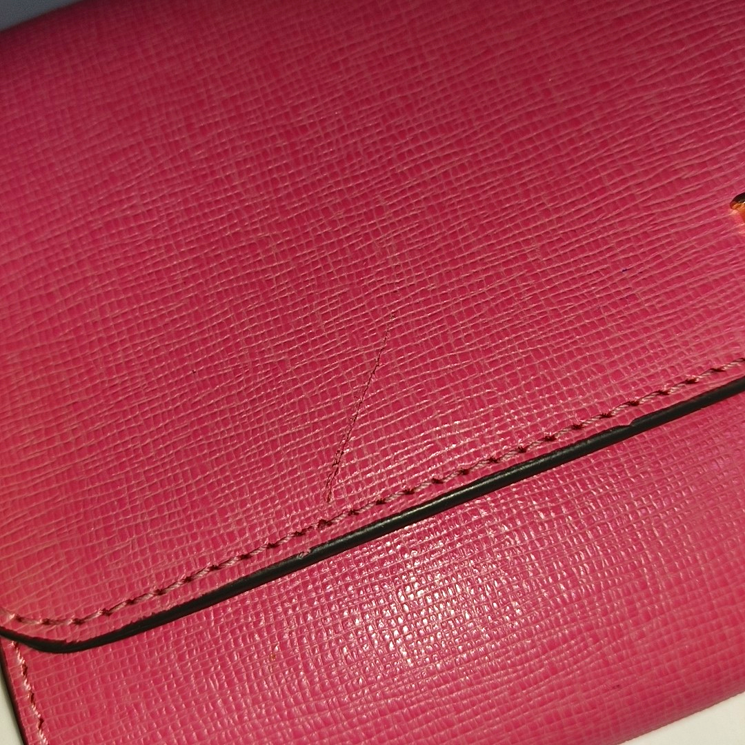 FURLA Pink Leather Embossed Sling Bag Single Shoulder Bag Golden hardware Removable shoulder strap-(SKU)-939936046