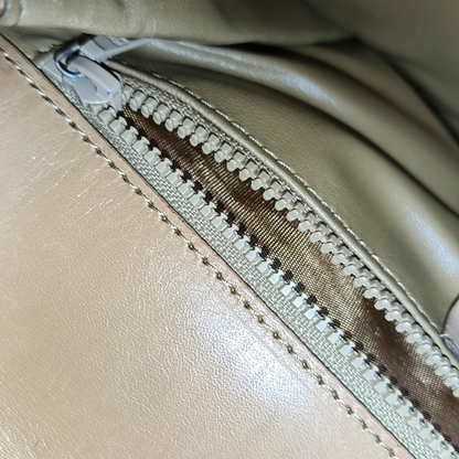 CELINE TABOU Beige coated canvas triumph gate single shoulder bag crossbody bag Golden hardware-(SKU)-14368008