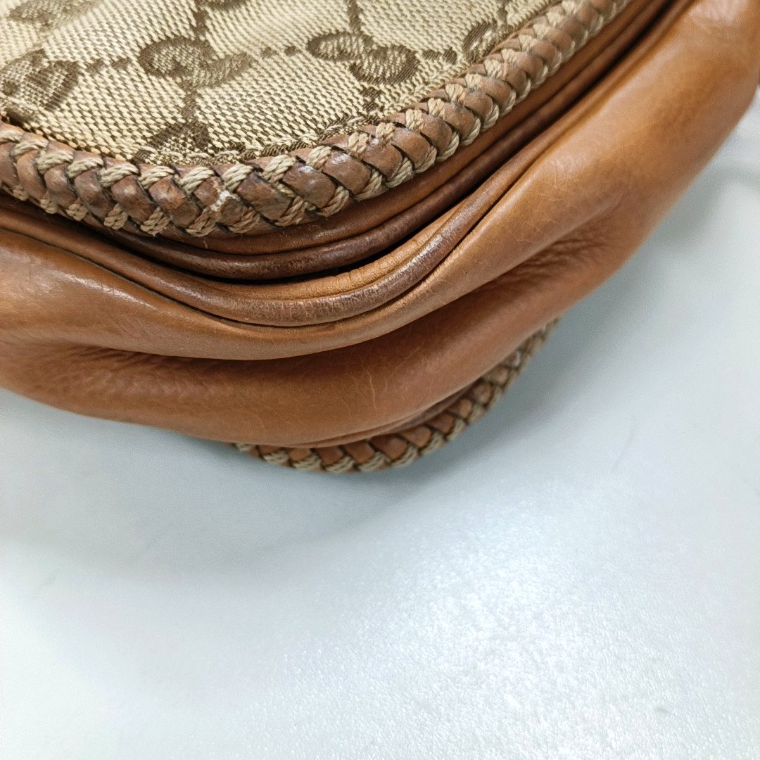 GUCCI Trunk Brown Canvas Old Flower Single Shoulder Bag Tote Bag Golden hardware-(SKU)-13447280