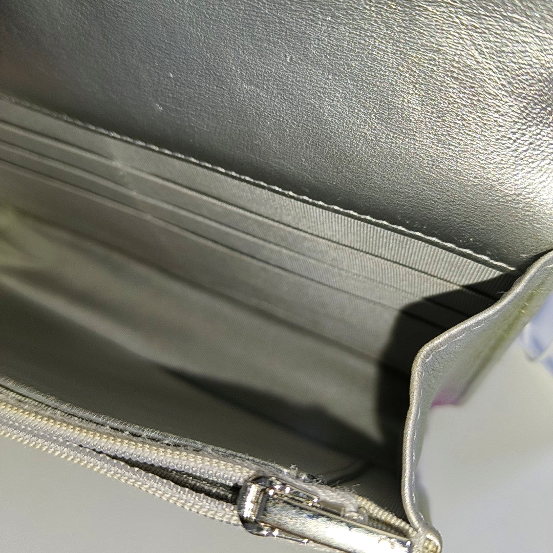 CHANEL WOC Iridescent Calfskin Quilted Shoulder Bag Crossbody Bag Silver Rainbow Metal Hardware-(SKU)-962424976