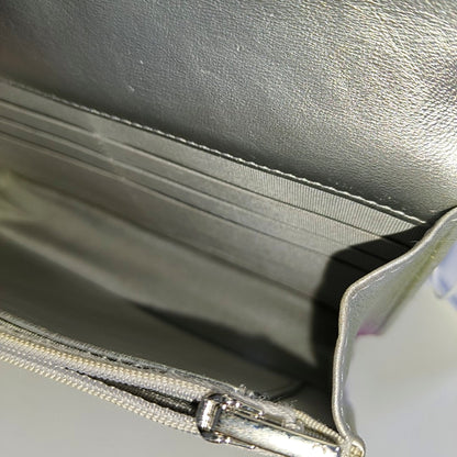 CHANEL WOC Iridescent Calfskin Quilted Shoulder Bag Crossbody Bag Silver Rainbow Metal Hardware-(SKU)-962424976