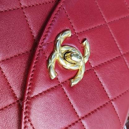 CHANEL TRENDY CC Red Calfskin Quilted Single Shoulder Bag Tote with Gold Hardware, 30 Clasp-(SKU)-946084069