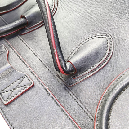 CELINE LUGGAGE mini Black Leather Smiling Face Bag Tote Bag Silver Hardware-(SKU)-960058725
