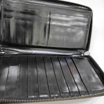 GUCCI Ligne Shima Black Coated Canvas Monogrammed Wallet Silver Hardware-(SKU)-952844592
