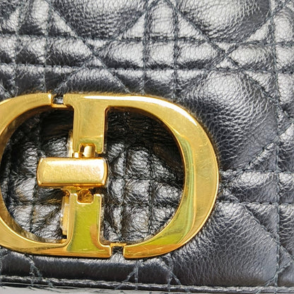 DIOR Dior Caro Small Black Leather Cannage Quilted Single Shoulder Bag Crossbody Bag Golden Hardware Removable Strap-(SKU)-970717484