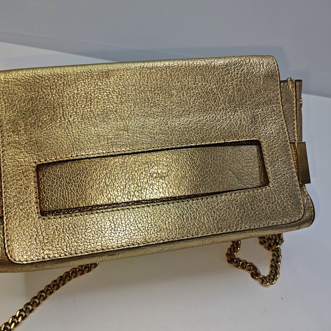 Chloé Elle Golden Leather Shoulder Bag, Crossbody Bag Golden hardware Removable shoulder strap-(SKU)-936942070