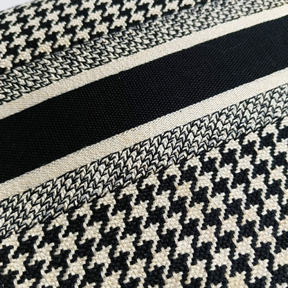 DIOR Lady D-Lite Medium Black Canvas Monogram Embossed Tweed Lady Dior Bag with Detachable Strap-(SKU)-943402222