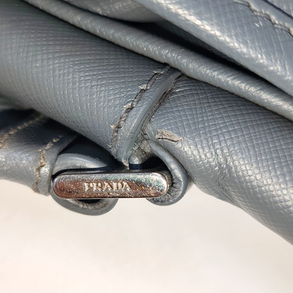 PRADA Dark Grey Cowhide Crosshatch shoulder bag Silver Hardware-(SKU)-938485965