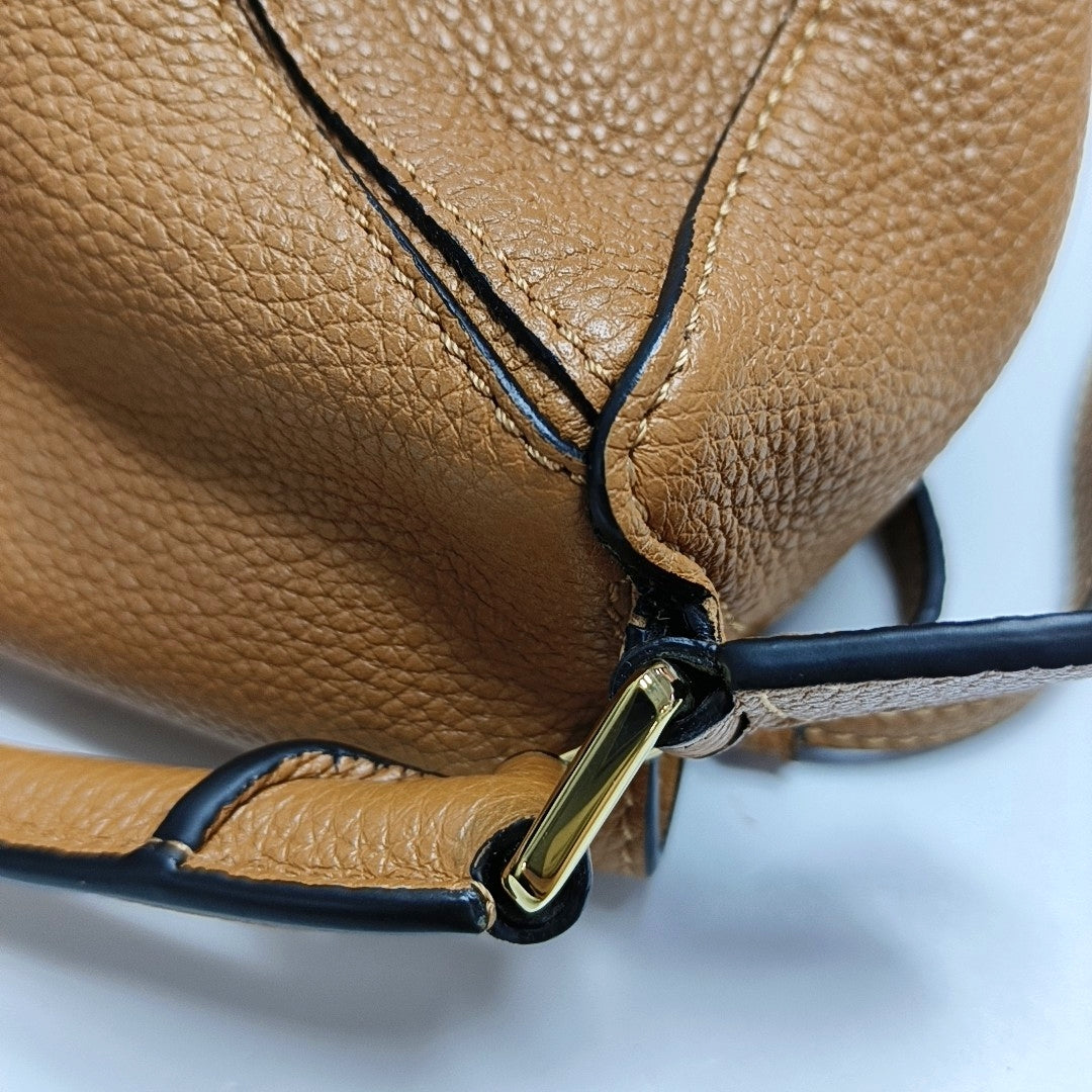 LOEWE Puzzle Mini Brown Leather Geometric Shoulder Bag, Golden Hardware, Removable Strap-(SKU)-971334160