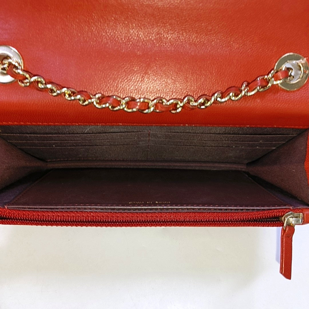 CHANEL WOC Red Lamb Skin Quilted Shoulder Bag Crossbody Bag Golden Hardware 22 Clasp-(SKU)-969580158