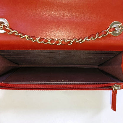 CHANEL WOC Red Lamb Skin Quilted Shoulder Bag Crossbody Bag Golden Hardware 22 Clasp-(SKU)-969580158